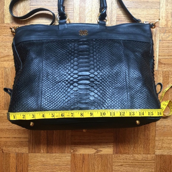 Lena Erziak Black Snakeskin Python Large Bag NEW - Picture 6 of 8